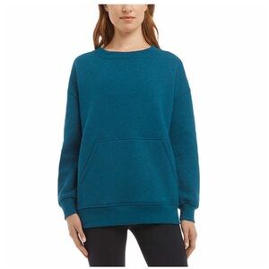 Danskin Ladies Oversized Crewneck Sweatshirt with Pocket BLUE